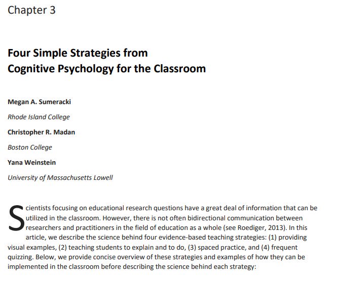 Four simple strategies from cognitive psychology for the classroom