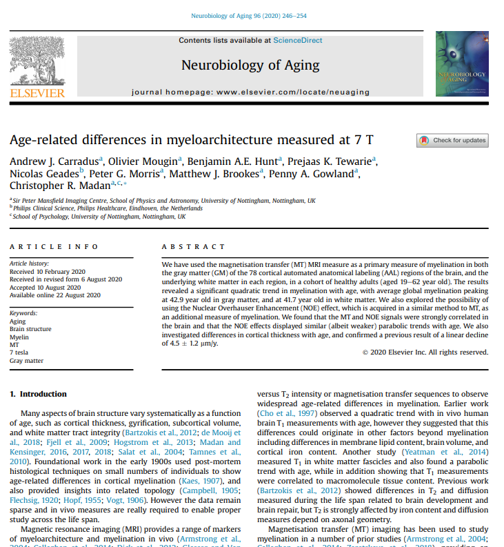 Age-related differences in myeloarchitecture measured at 7 T