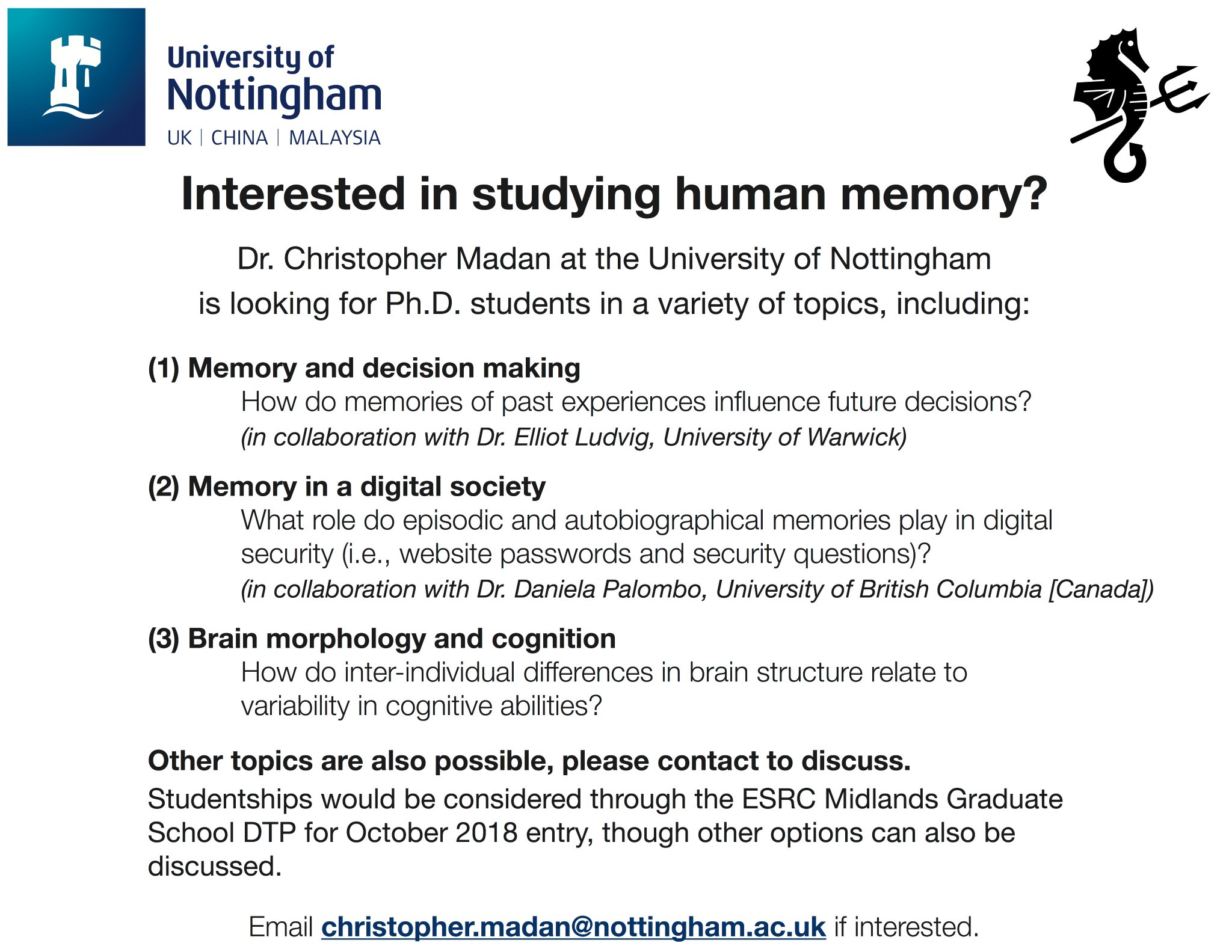 Interested in studying human memory?