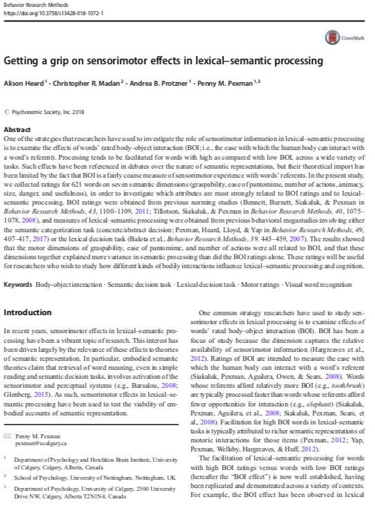 Getting a grip on sensorimotor effects in lexical–semantic processing