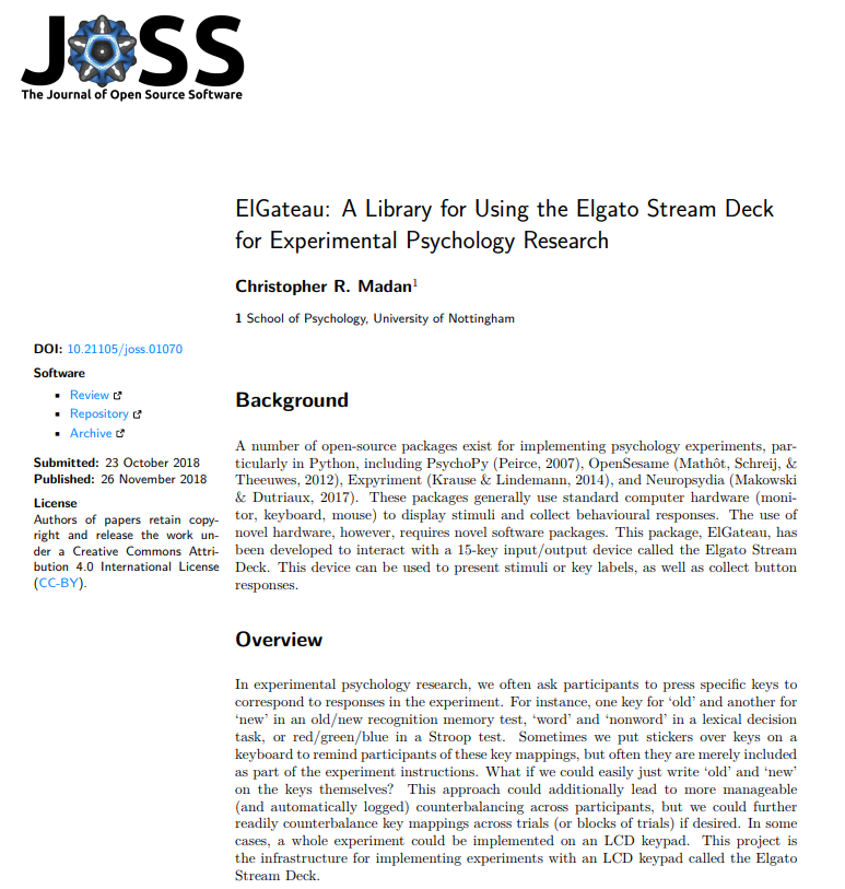 ElGateau: A Library for Using the Elgato Stream Deck for Experimental Psychology Research