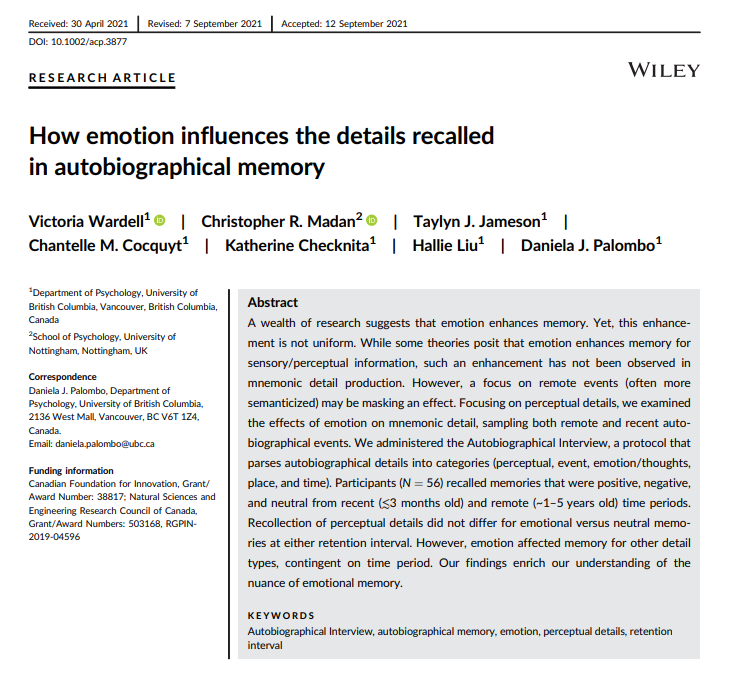 How emotion influences the details recalled in autobiographical memory