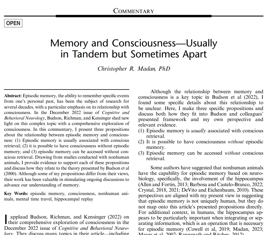 Memory and Consciousness—Usually in Tandem but Sometimes Apart