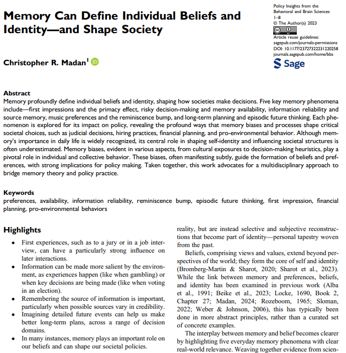 Memory Can Define Individual Beliefs and Identity—and Shape Society