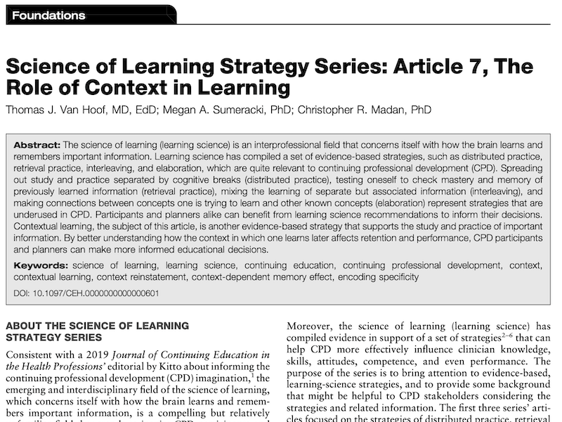 Science of Learning Strategy Series: Article 7